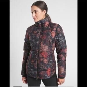 Athleta Downtown Quilted Down Jacket in Antoinette Norwegian Gray XXS‎ Oversized